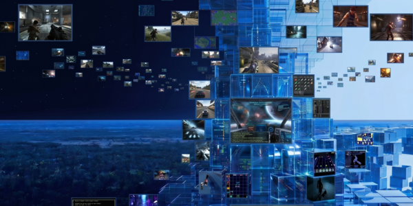 Virtual world with various gameplay screenshots