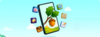 A mobile phone with various game thumbnails circuling around