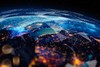 Looking over the Earth from space.