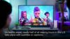 TV screen showing a scene from the Netflix series Kpop Demon Hunters. The text reads 