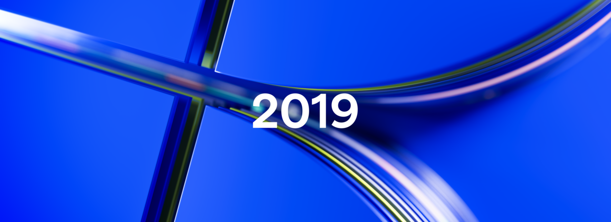 2019 on a blue keywords branded background