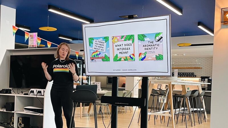 speaker giving presentation