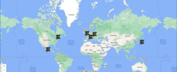 Map of the world, featuring Keywords Studios logos in areas with Pride initiatives