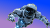 An astronaut outlined by a wire-frame mesh 