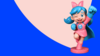 Lexi with a blue background