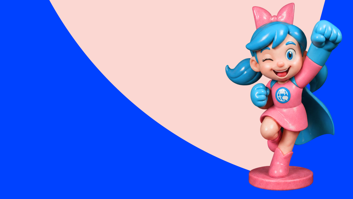 Lexi with a blue background
