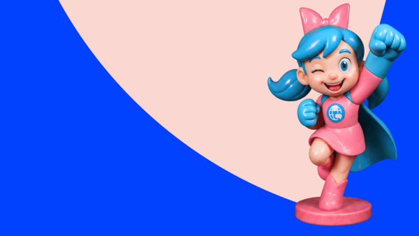 Lexi with a blue background