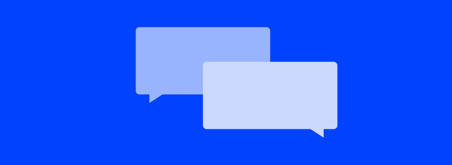two green speech bubbles on a blue background
