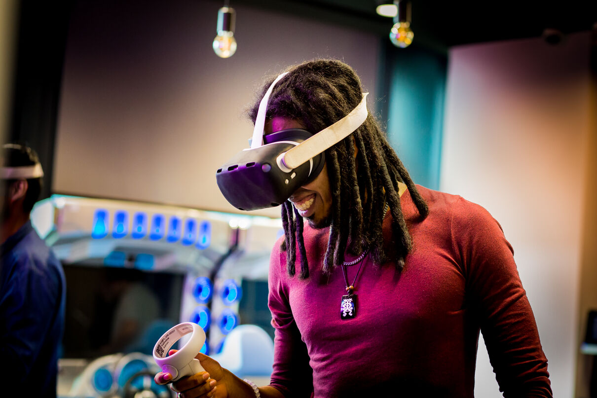 A person using a VR headset