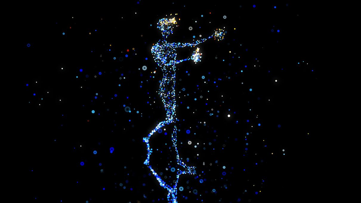 Humanoid made up of light particles