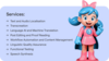 Lexi by text that reads: Services: Text and audio localisation Transcreation Language AI and Machine Translation Post editing and proof reading Workflow automation and content management Linguistic Quality Assurance Functional Testing Speech Synthesis 