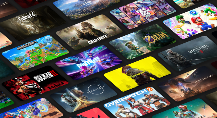 Variety of video game thumbnails in a grid